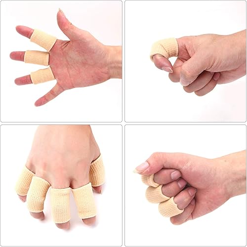 Miniatura 6 de Senkary 20 fundas protectoras para dedos, manga elástica de compresión para el pulgar, férula para dedos, soporte para aliviar el dolor de artritis,
