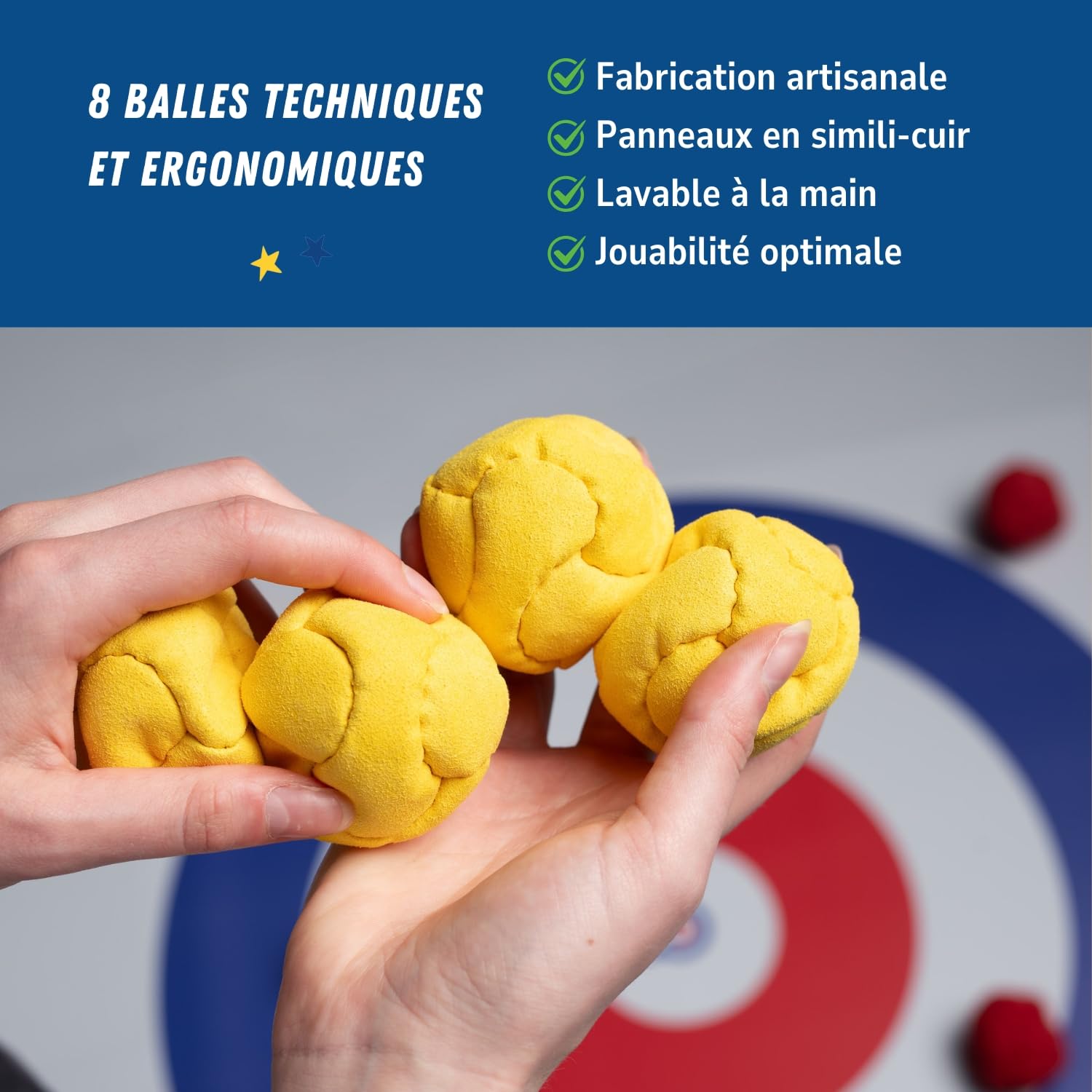 GABAKY Jeu de Pétanque Originale 8 Boules Molles Tout Terrain Intérieur Extérieur