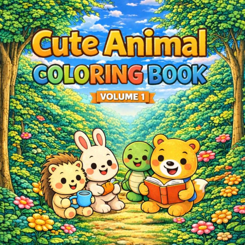 Cute Animal Coloring Book: 60 Cozy Woodland Coloring Pages | Easy and Adorable Animals