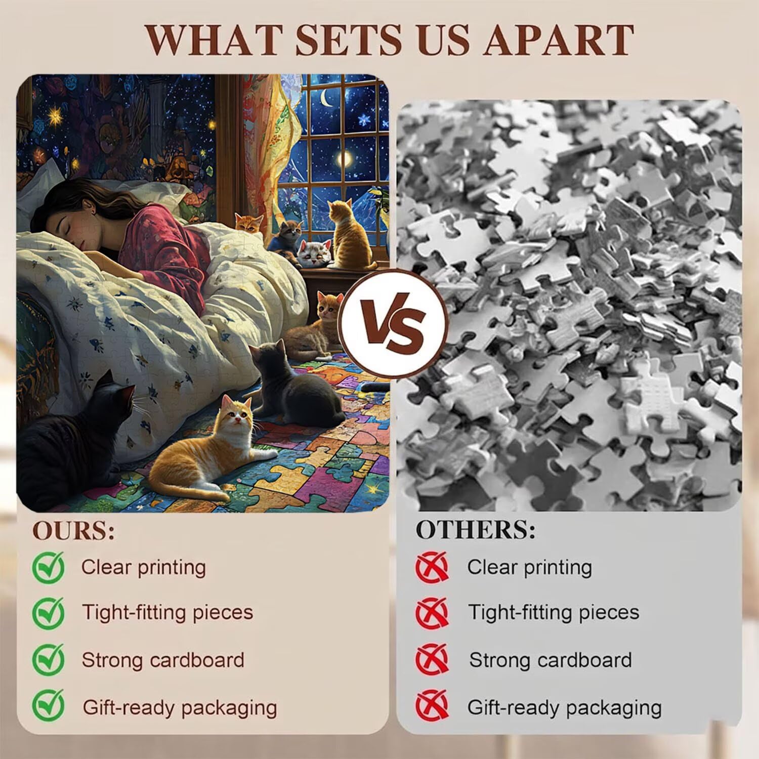 gatto ragazza Puzzle 4000 Pezzi per Adulti, Puzzle in Legno - Collezione Classica con Poster Incluso - Sfida di Concentrazione e Passatempo Antistress, Gioco Educativo per Famiglia, 141 x 87 cm f0-695