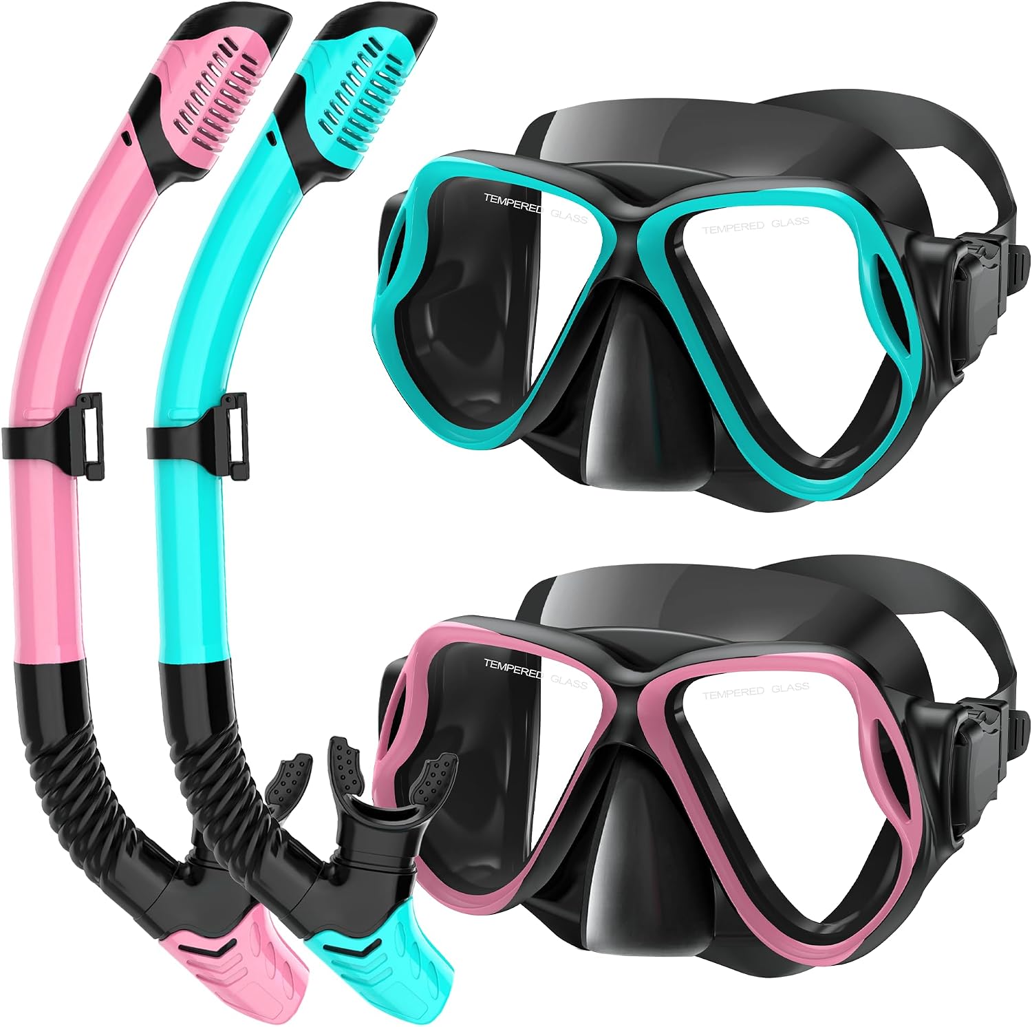 Snorkeling Gear for Adults, Dry-Top Snorkel Set Scuba Diving Mask, 180° Panoramic Wide View Professional Snorkeling Gear, Adult Swimming Goggles with Nose Cover, Breathing Freely Snorkel Mask