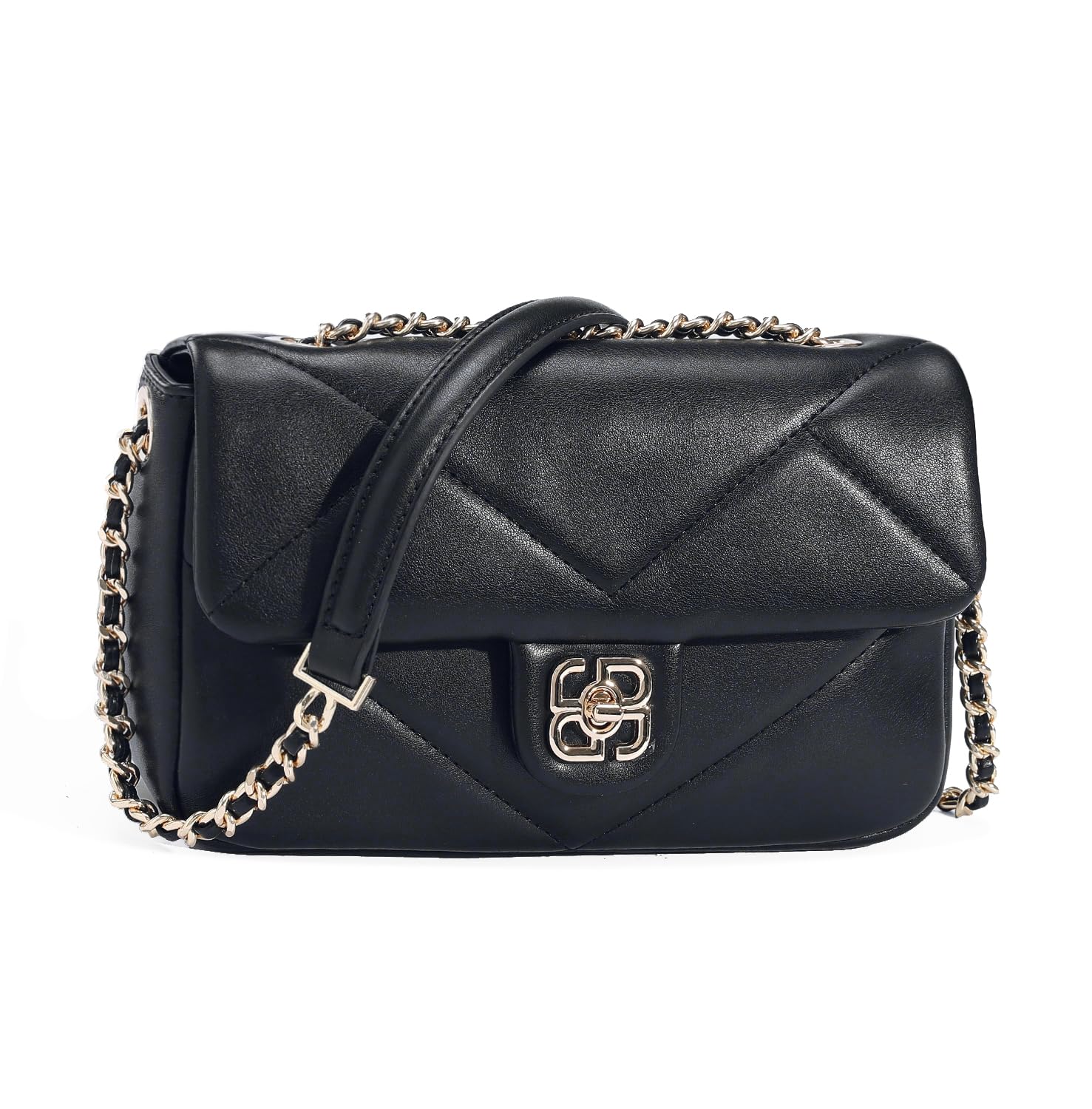 David Jones – Bolso bandolera para mujer – Mano-hombro de piel sintética acolchada – Bolsa con solapa – Para fiesta – Teléfono elegante a la moda