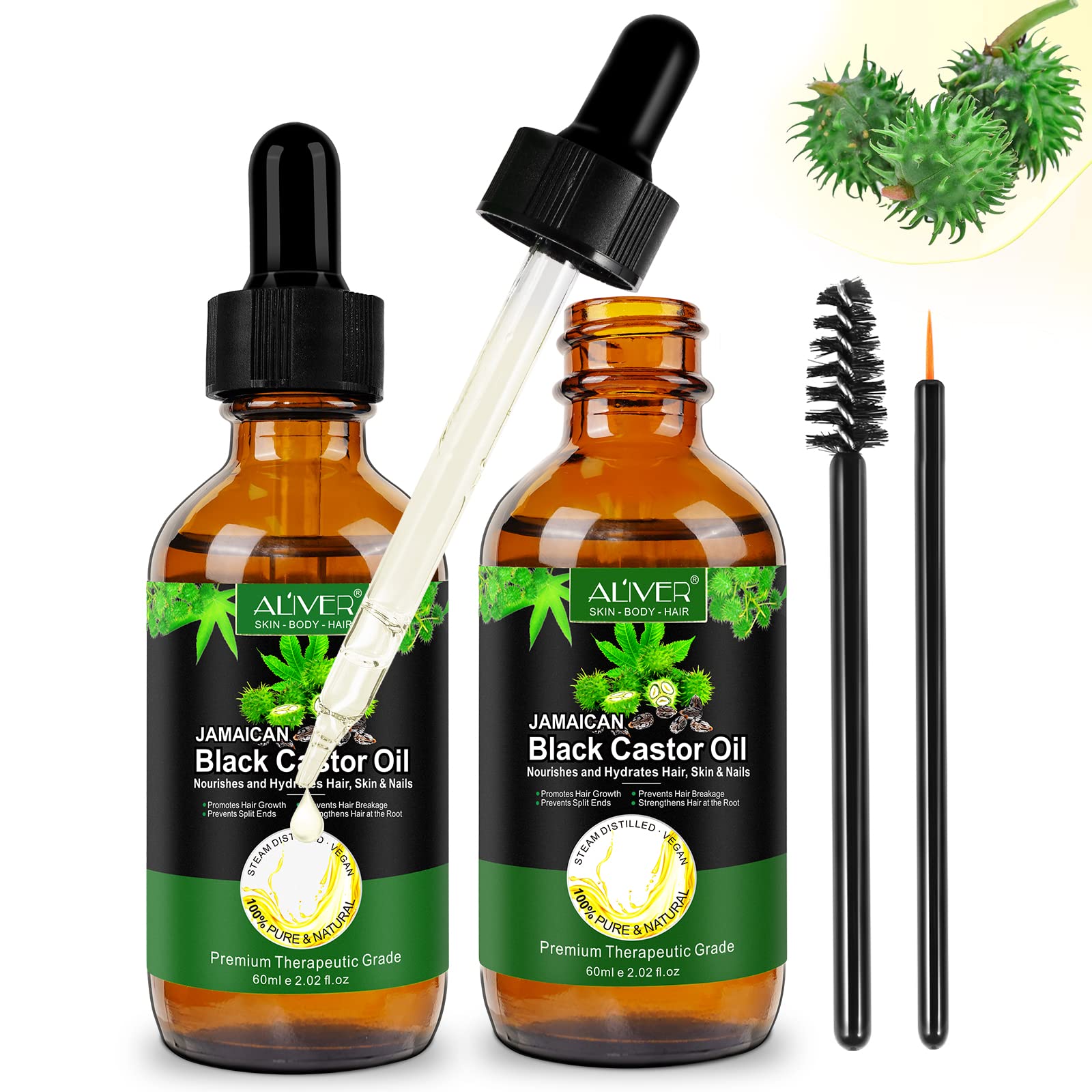 LTYYWBFB Jamaican Black Castor Oil for Hair Growth (2 Pack), Organic Castor Oil, Nourishes Thickening Hair, Prevents Hair Breakage, Hair Growth Oil, Pure Carrier Oil & Body Oil