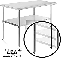 Vista 5 de KUTLER - Mesa de Acero Inoxidable de 24 x 48 Pulgadas, Mesa de Trabajo y Preparación Comercial NSF de Gran Resistencia con Estante Inferior