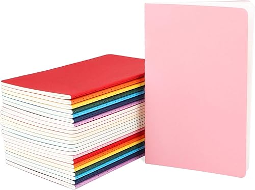 EUSOAR Cuadernos de temas, A5, 24 paquetes de 5.5 x 8.2 pulgadas, cuadernos forrados con tapa suave, cuaderno de dibujo, cuaderno de bocetos,