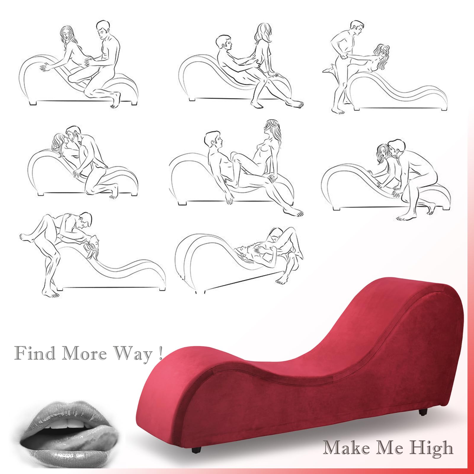 JUBILOOM Yoga Chaise Lounge Chair - Ergonomic Design for Adults, Padded Sponge with Washable, Yoga Chair with Non-Slip Bottom for Bedroom, Living Room, Indoor & Outdoor Yoga Furniture, Dark Grey: JUBILOOM Yoga Sofa - Premium Yoge Sofa for Adults with Enhanced Intimacy and Comfort, Padded Sponge with Washable, Yoga Lounge Bench with Non-Slip Bottom for Bedroom, Living Room, Indoor, Red