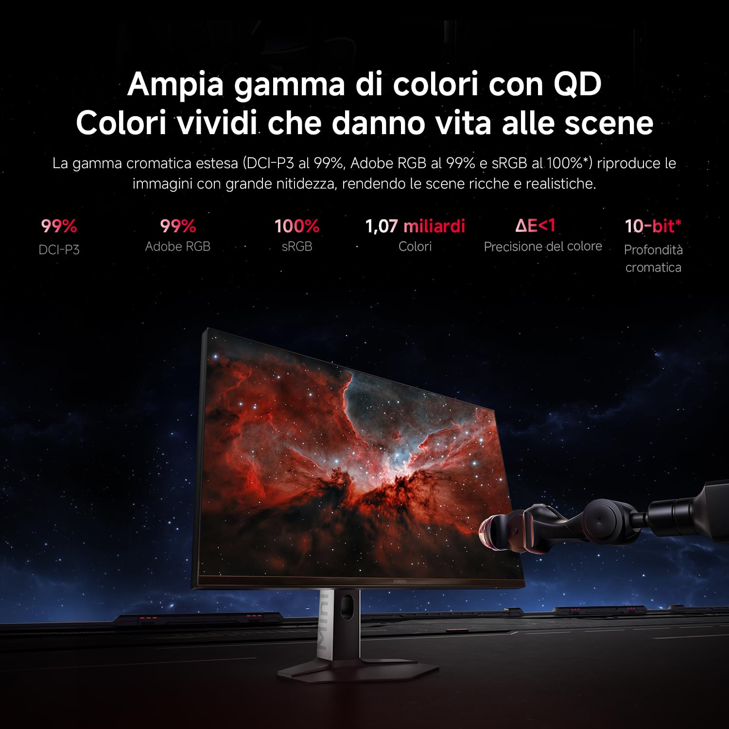 XIAOMI G Pro 27Qi 2026 Monitor Gaming 2K Mini-LED 27", 180Hz, 1msGTG,FreeSync, 1152Zone, 2000nits, HDR1000, FastIPS, 100% sRGB,95% DCI-P3, AdobeRGB97%(2560x1440/HDMI2.0/DP1.4)