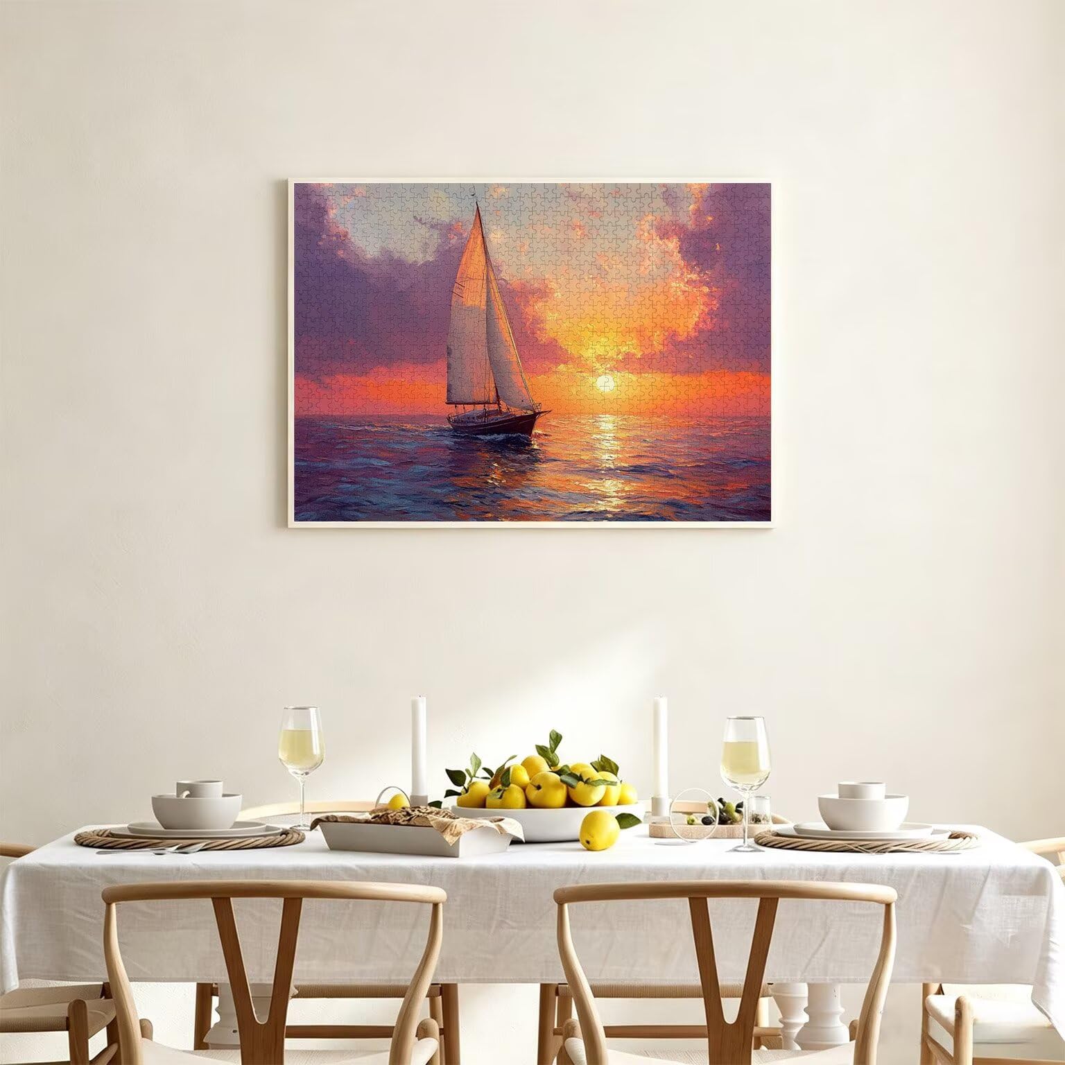 Puzzle 1314 Pieces Coucher de Soleil Puzzle Bois Bateaux à Voile n-434