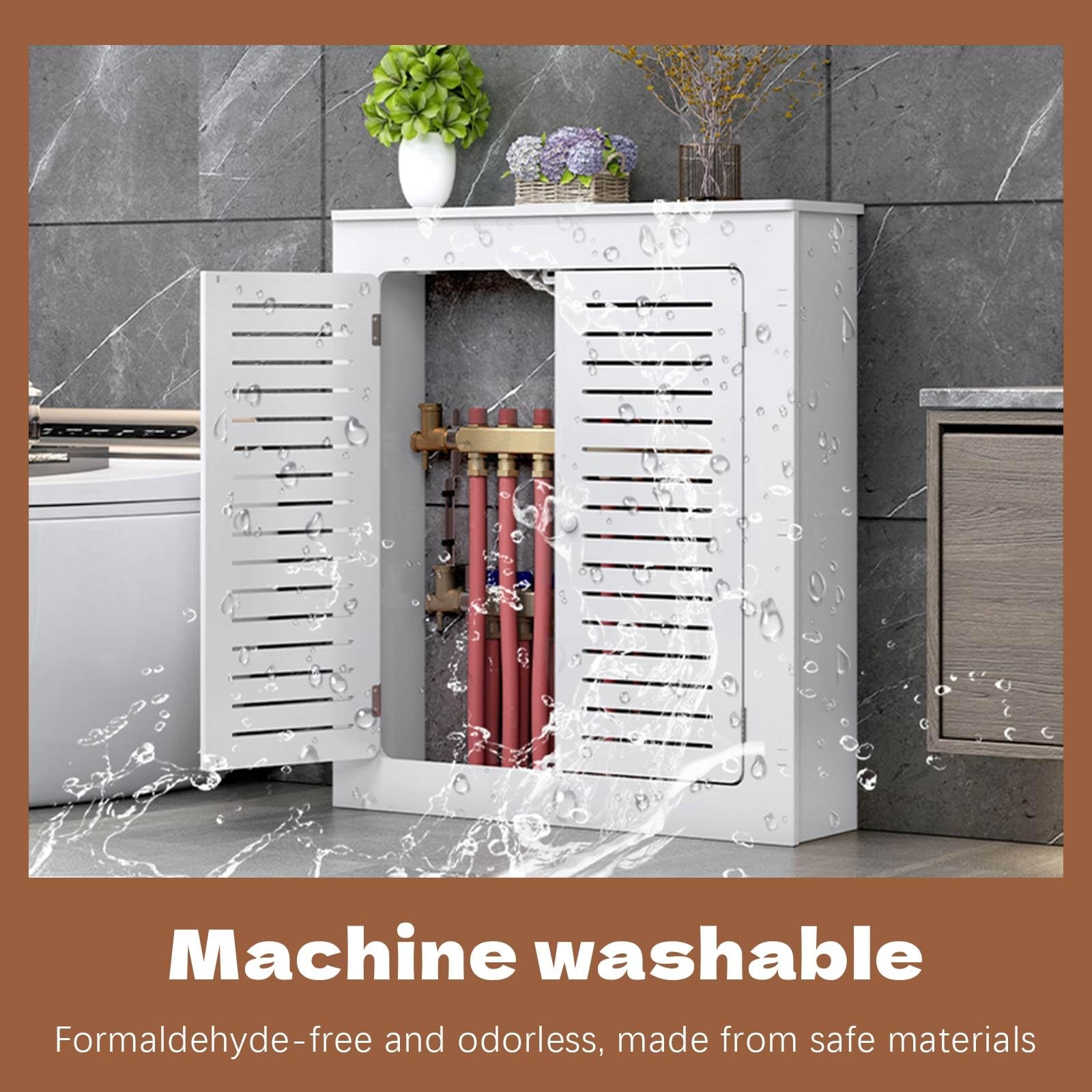 Mobile Copri Tubi In PVC Per Organizzare E Nascondere Tubature Idrauliche O Del Riscaldamento, Copri Termosifone Moderno Bianco Aerazione, Ideale Per Appartamenti, Lavanderie E Bagni(50x80x25 cm)