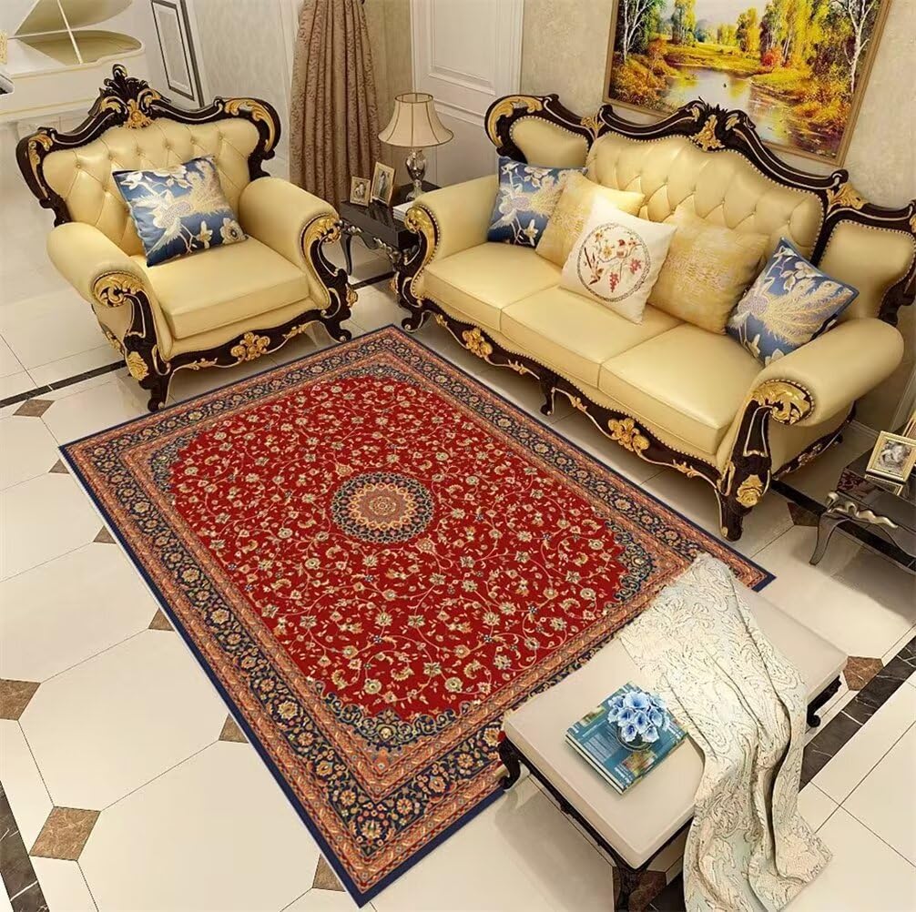 Tapis confortable et résistant rouge floral 50x80cm moquette salon
