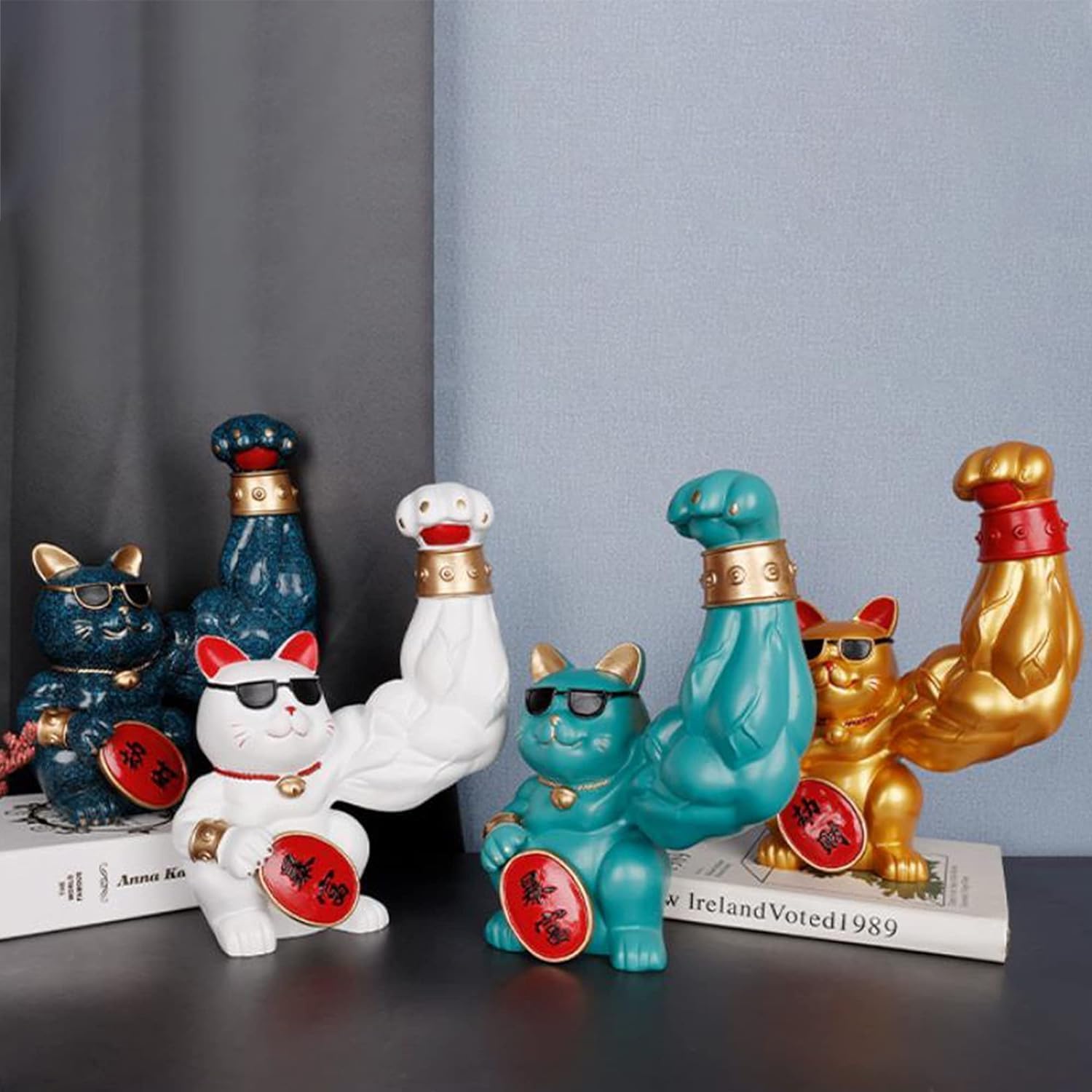 Amazon.co.jp: 筋肉招き猫 ラッキー猫 樹脂装飾 サングラス 個性的