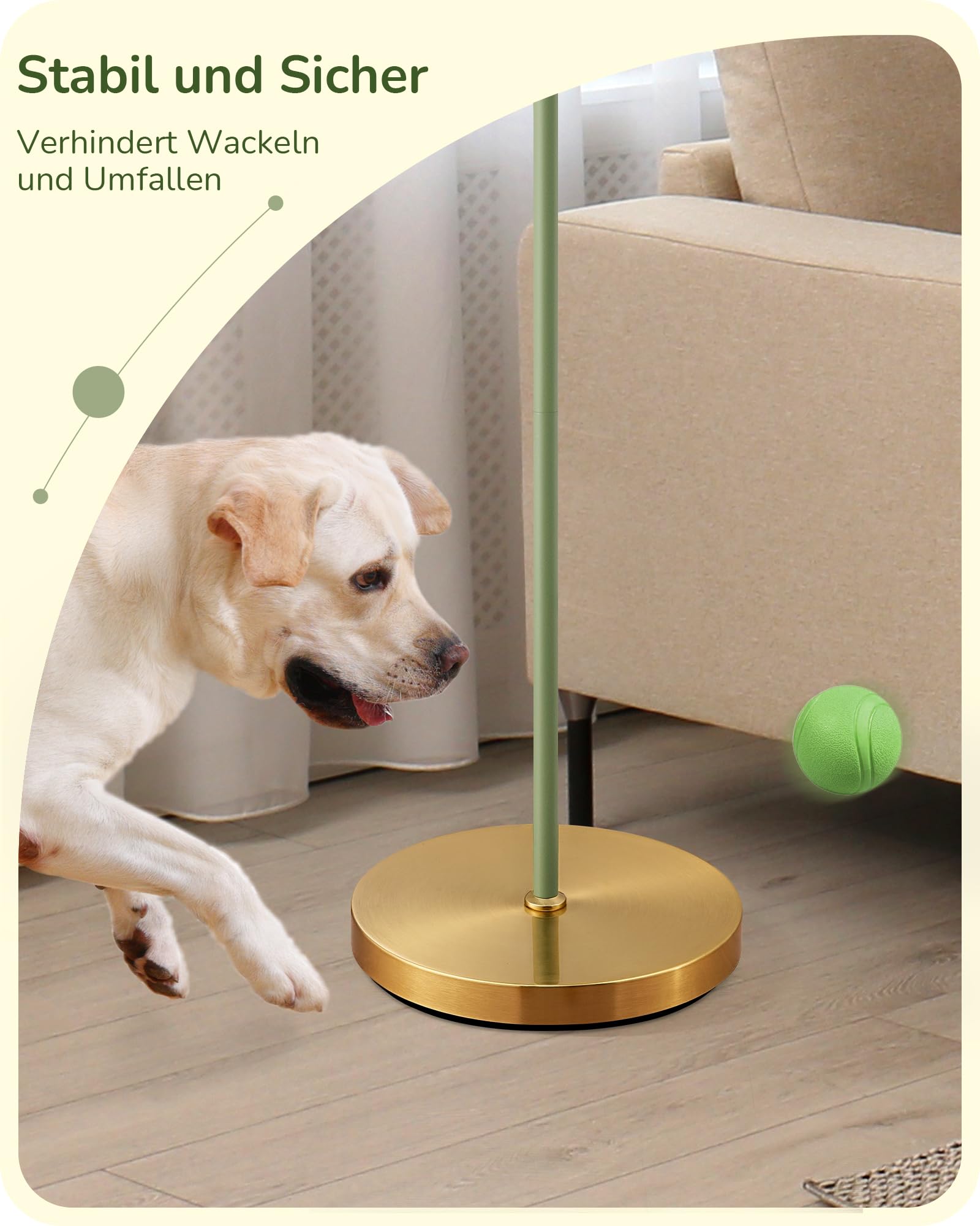 EDISHINE Stehlampe Wohnzimmer, Baumwoll-Leinenschirm, Retro, 2700K, Grün