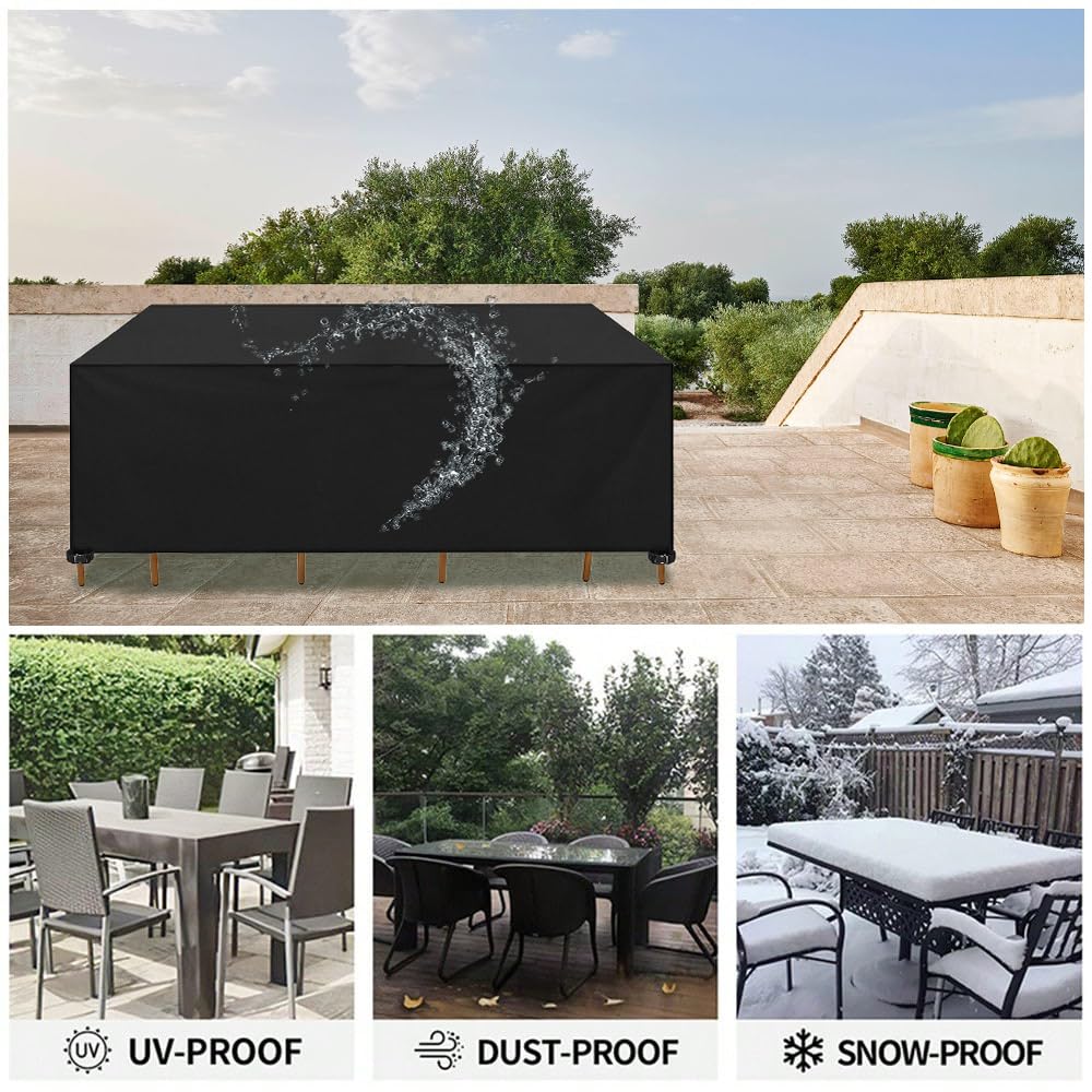 Telo Impermeabile Esterno 110x100x80cm/LxWxH Impermeabile Anti-UV Tessuto Oxford 420D Copertura Tavolo Esterno Rettangolare Copertura Universale da Giardino per Tavolo, Divano e Sedie