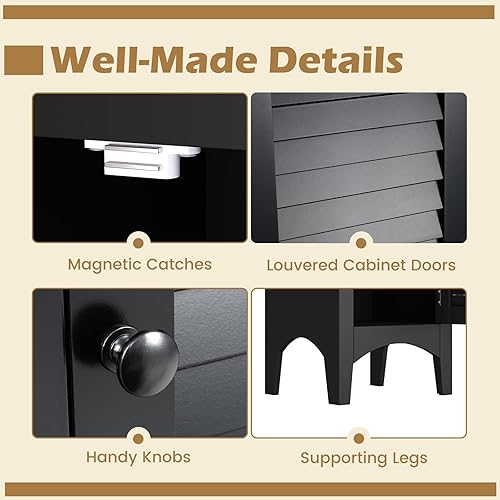 Miniatura 7 de Tangkula Armario de almacenamiento de baño de 63 pulgadas de alto, torre de lino estrecha independiente con estante ajustable, gabinete moderno y