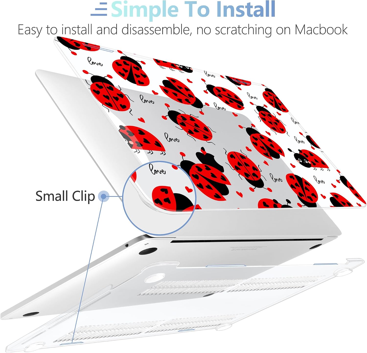 MEEgoodo for M2 MacBook Pro 13 inch Case 2022 2021 2020,Crystal Cover Fit Model A2338 M2/M1 A2251 A2289,Clear Case for 13.3-inch Laptop,Hard Shell for MacBook Pro M2, Cute Ladybug