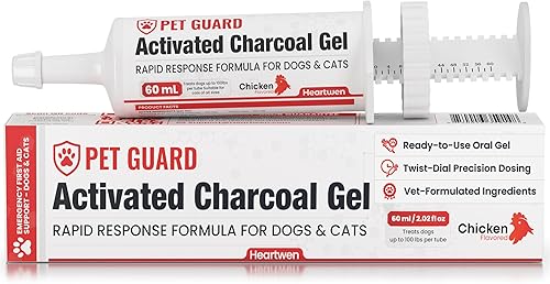 Heartwen Activated Charcoal for Dogs & Cats (60 mL) | Emergency Pet First Aid for Accidental Ingestion & Digestive Support | Simple to Dose, Ready-to-Use | Chicken Flavored
