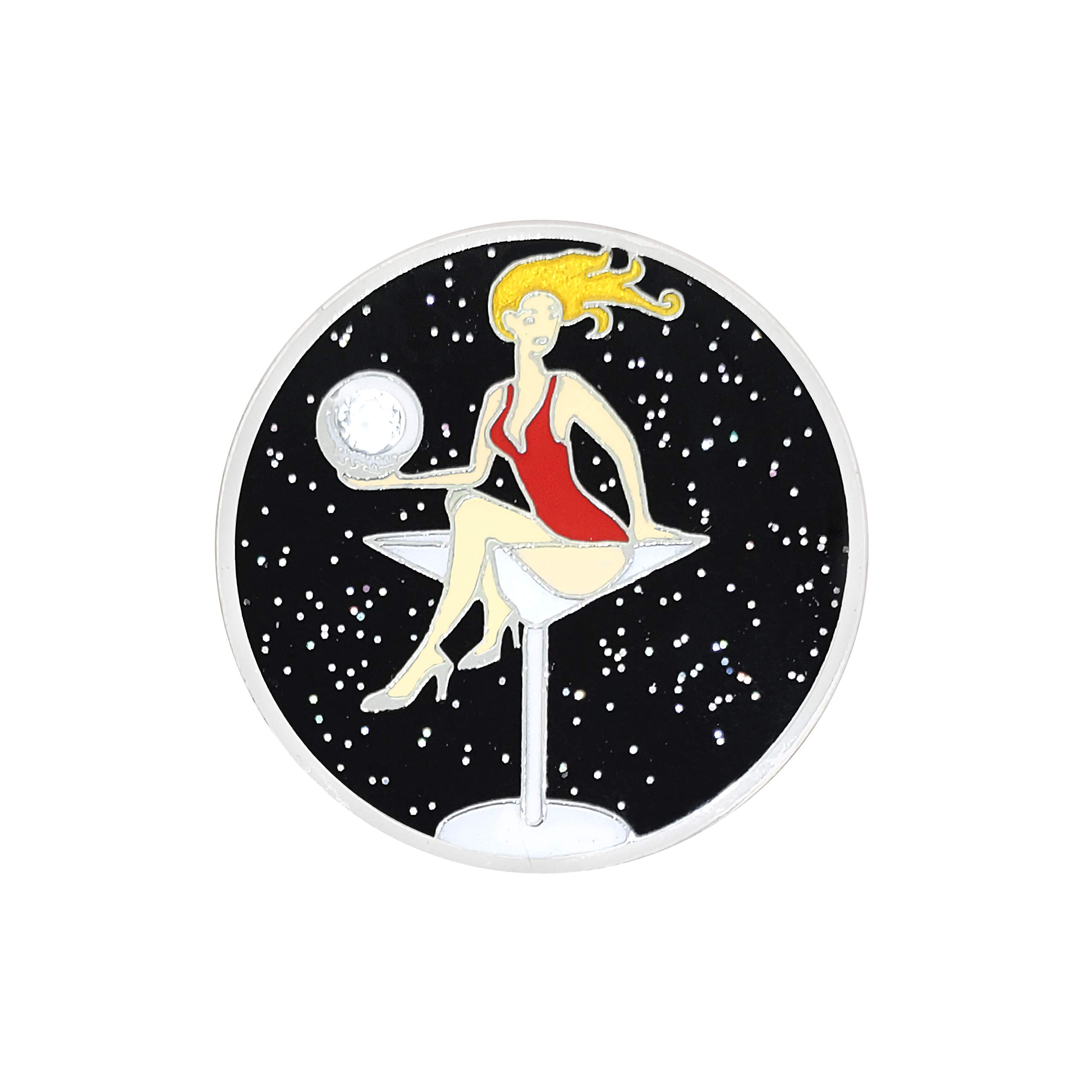NAVIKA Golfaholic Glitzy Golf Ball Marker with Magnetic Hat Clip | Martini Golfing Accessory | Booze Themed Gift for Women Golfers