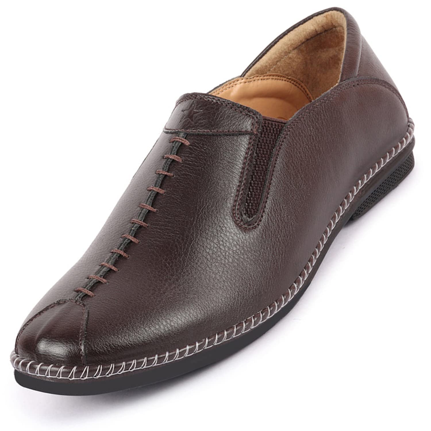 FAUSTO FST KI-8832 BROWN-43 Mens Brown Casual Cap Toe Hand Stitched Slip On Shoes (9 UK) (B0B2WY2H4F) Amazon Price History, Amazon Price Tracker
