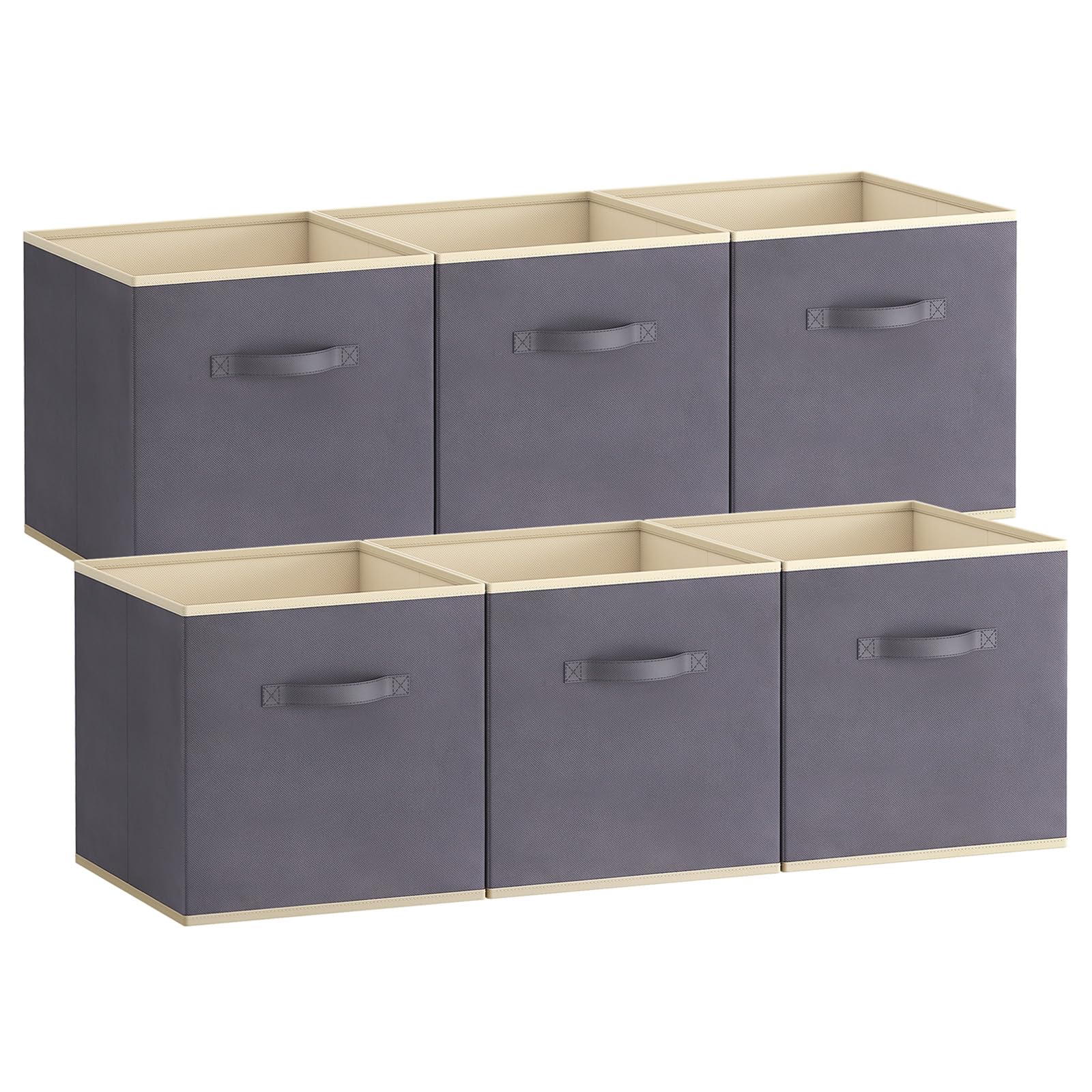 Lifewit Set di 6 cubi pieghevoli per riporre vestiti, giocattoli, 33 x 38 x 33 cm, colore: Cachi