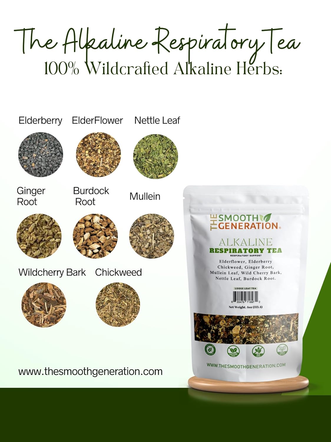 Alkaline Respiratory Tea – 100% Wildcrafted Herbs for Lung & Respiratory Support | Immune Boost & Detox | 4 oz Loose Leaf