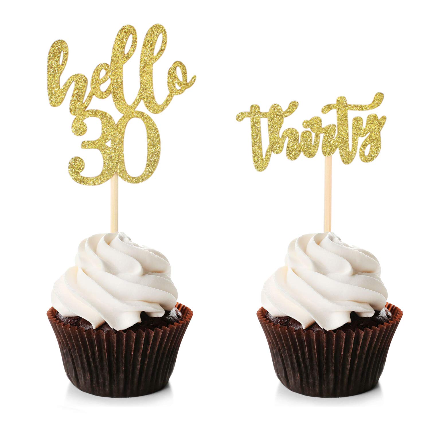 Lot De 36 Décorations Pour Cupcakes 30e Anniversaire - Noires à