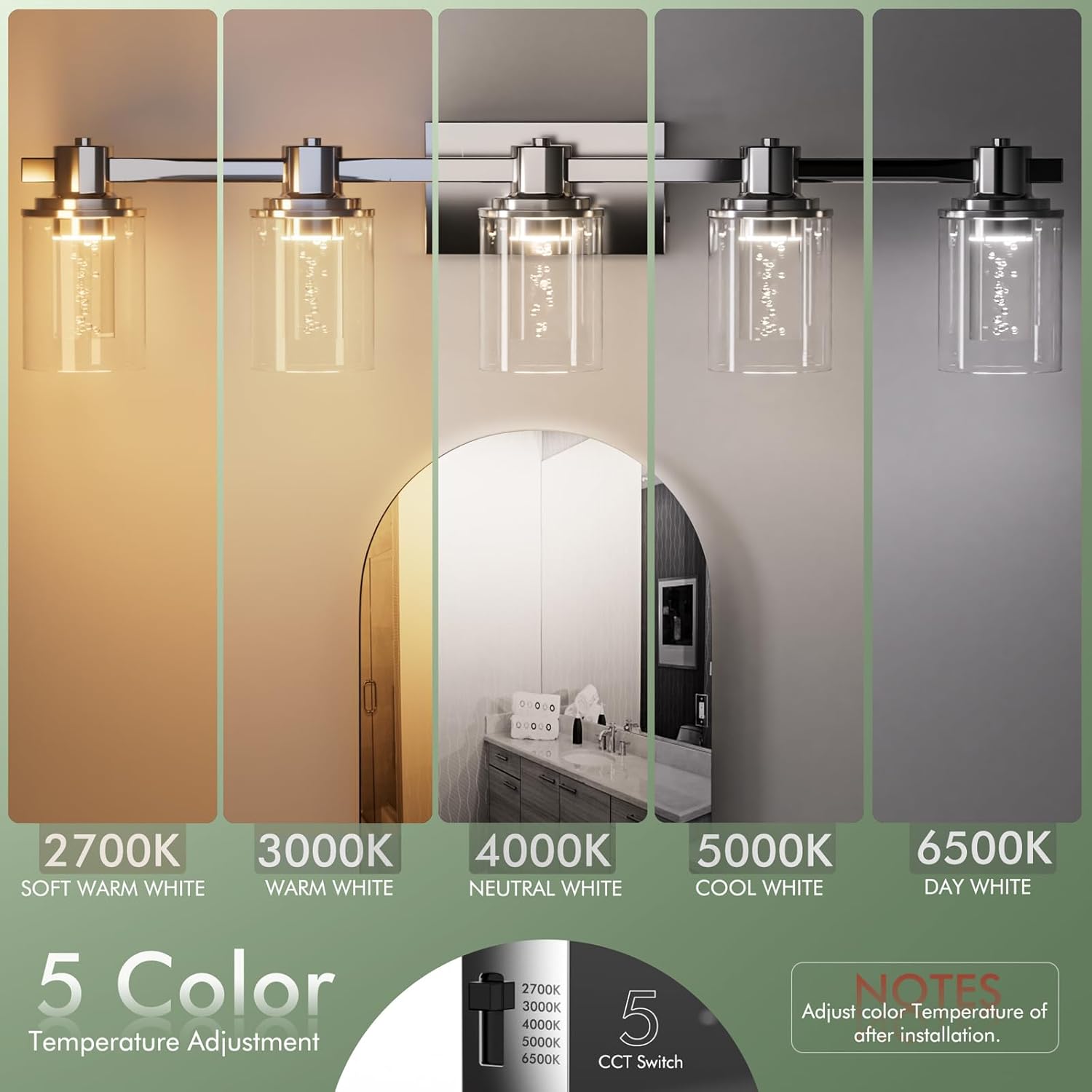 Quntis Vanity Light 5 Color Temperature Modes