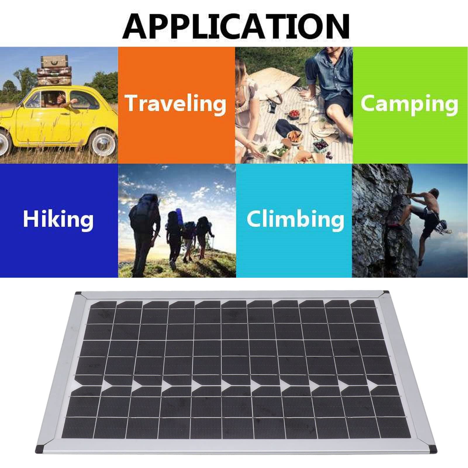 Pannello Solare 100W 18V Silicio Monocristallino 15,7 Pollici di Lunghezza 10,8 Pollici di Larghezza Caricatore Pannello Solare Portatile per Lampada per Laptop da Auto