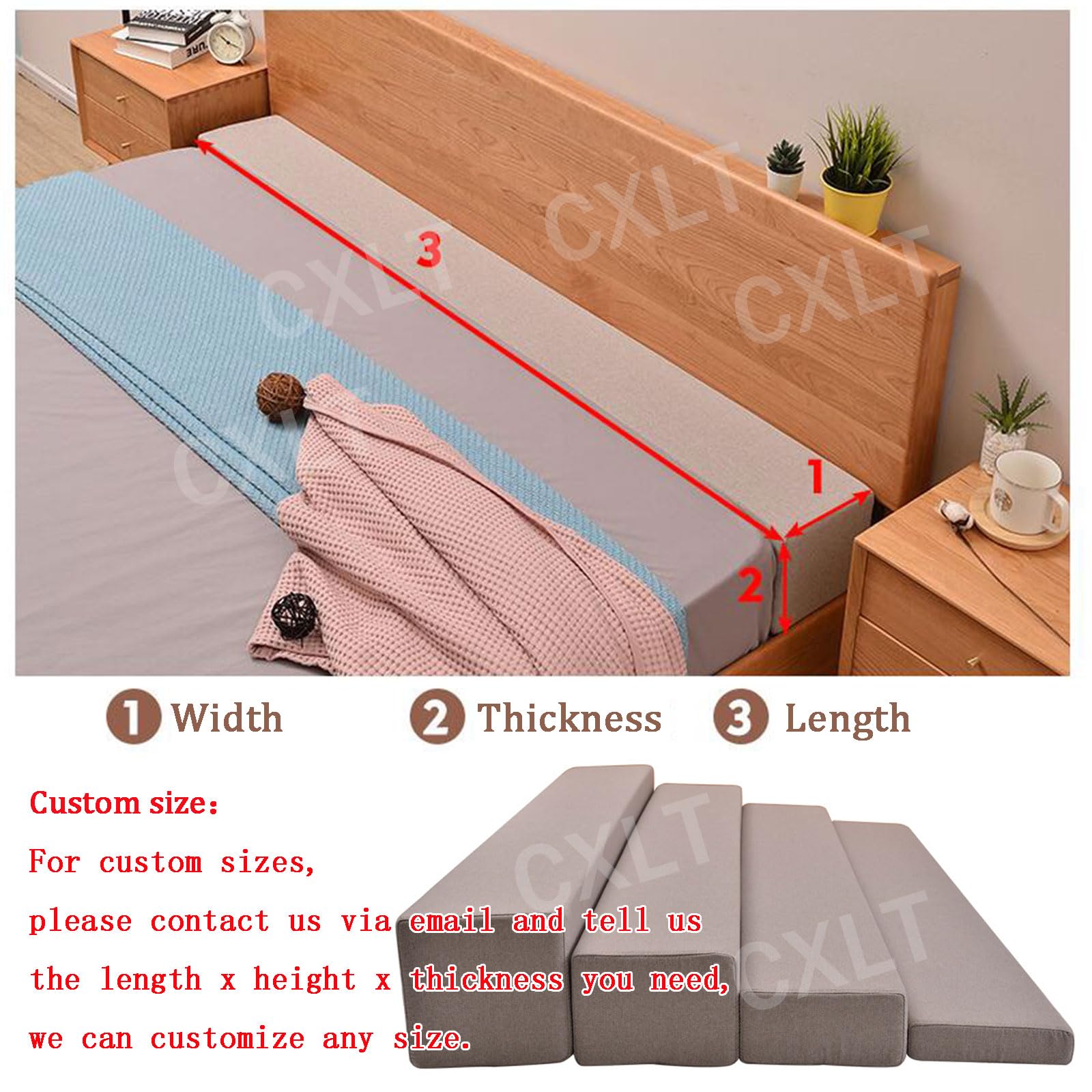 Relleno De Huecos De Cama De 120/150/180/78.7 In De Largo, Cierra El Espacio Entre La Pared De La Cabecera O La Tabla Del Pie Para Cama Individual/doble/king, Almohada Rectangular Para Reposabrazos