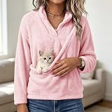 fartey Pet Carrying Hoodie Women V-Neck Fuzzy – Fuzzy fleece comfort