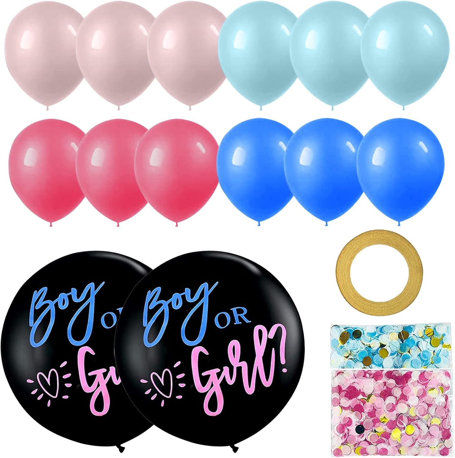 VEGCOO Gender Reveal Balloons, 2Pcs 36 Inch Large Baby Boy or Girl Balloons with Pink Blue