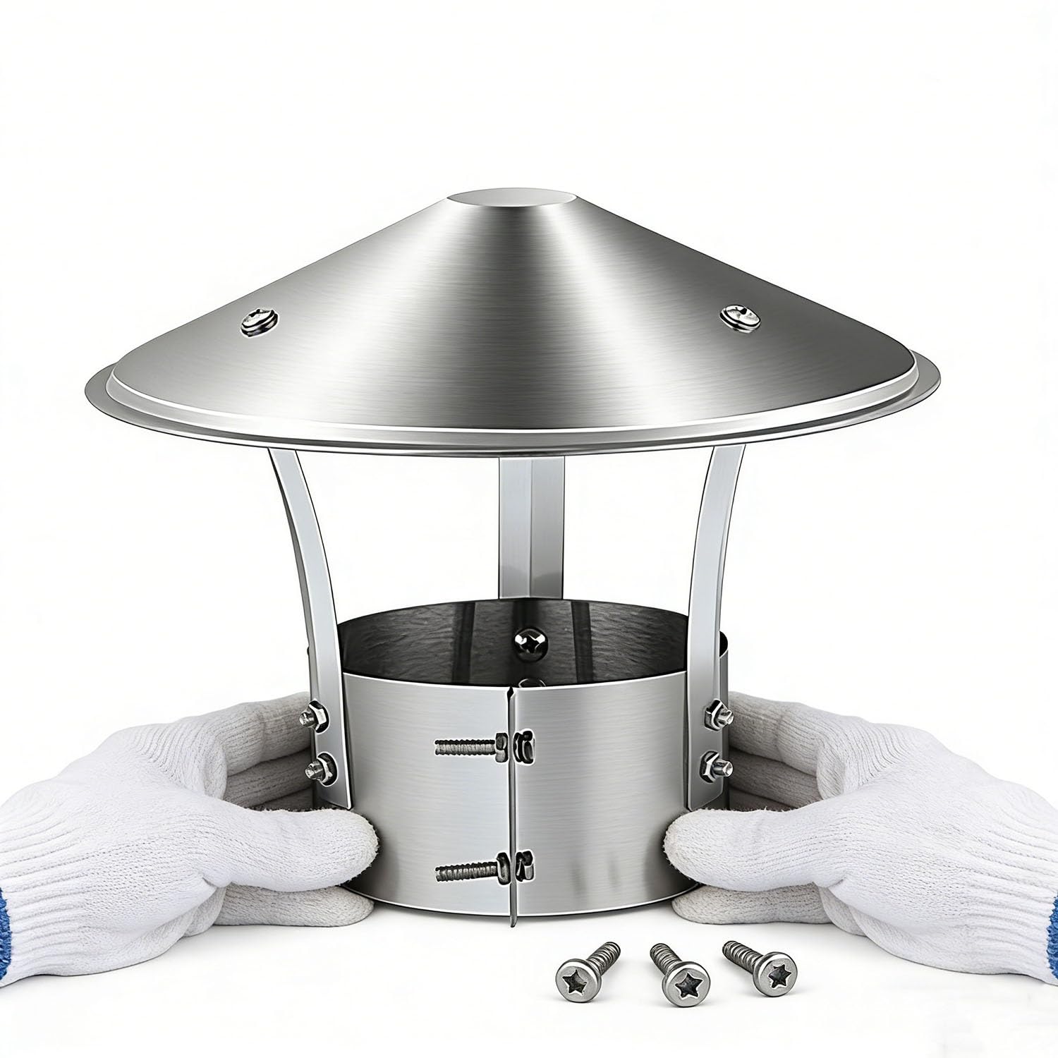 Stainless Steel Chimney Cap Weatherproof Round Roof Vent Cover 5.9" 6.3" 6.7" 7.0"(4.9")