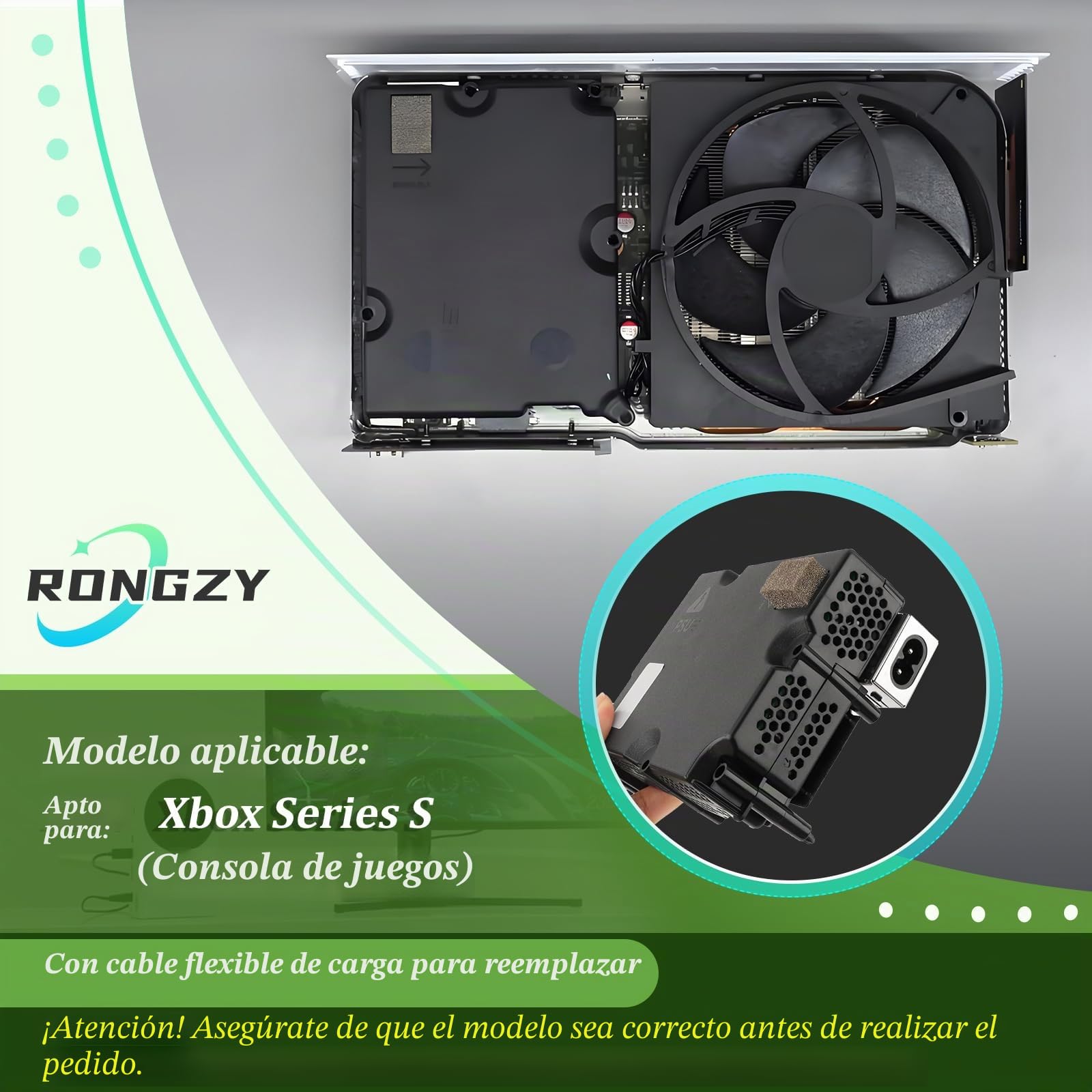 RongZy para Xbox Series S Fuente De Alimentación Reemplazo para Series S Interna Fuente de Alimentación con Adaptador de CA Consola Accesorios con Herramientas Reparación