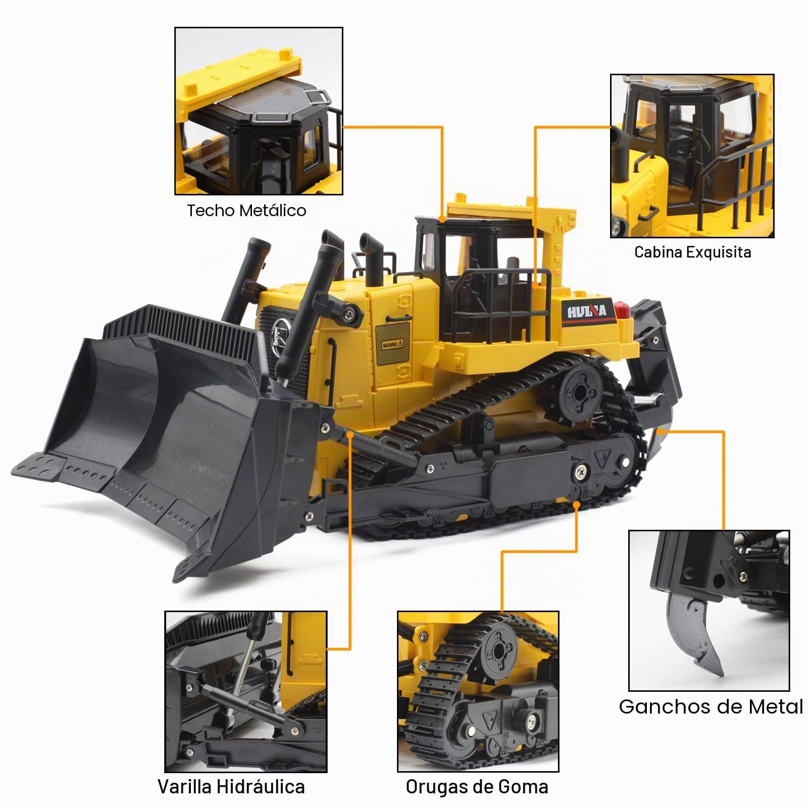 Mostop Juguete excavador de construcción con Control Remoto, 9 canalescompletamente Funcional, niveladora de Carga Frontal RC de 2,4 GHz para vehículos de construcción con luz y Sonido