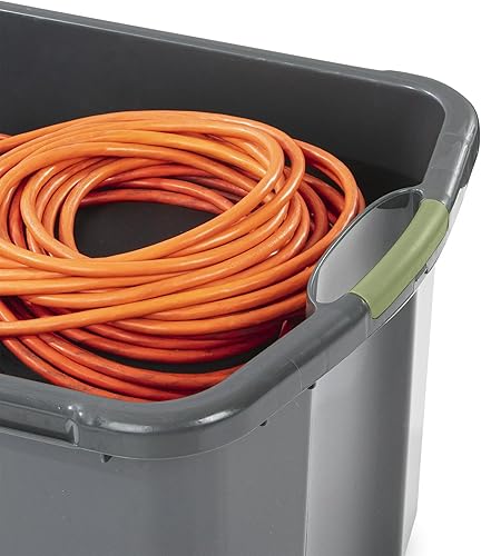 Miniatura 8 de Paquete de 2 contenedores de almacenamiento de plástico de 30 galones, asas de agarre completo, organizador apilable y resistente para el hogar,