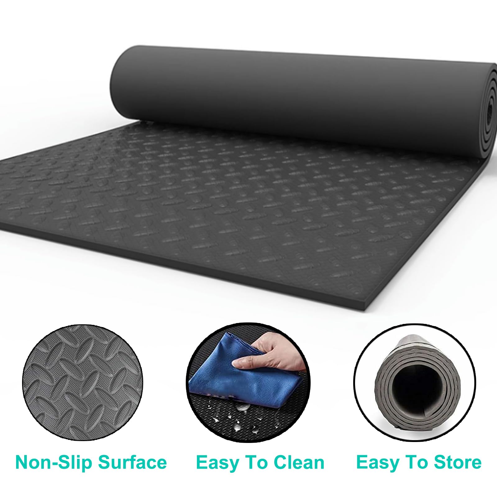 Tappetino Palestra in Casa, Fitness Tappeto Antiscivolo per Cyclette, Tapis Roulant, Rowers, e Attrezzature da Palestra, Antiscivolo Antiurto Protezione del Pavimento Tappetino(Size:200x100cm)