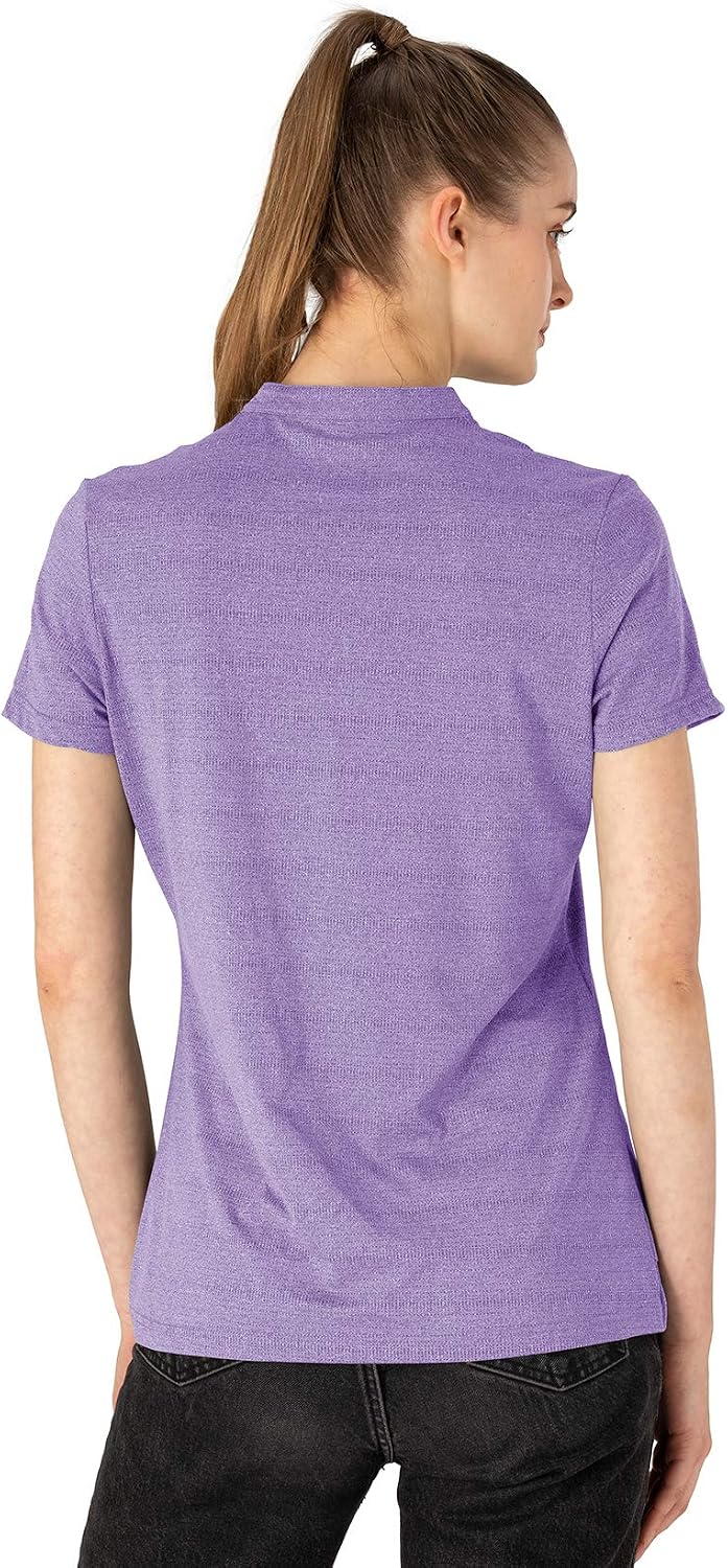 YSENTO Women's Dry Fit Golf Polo Shirts Tops Short Sleeve V Neck Collarless Apparel Shirts Clothes