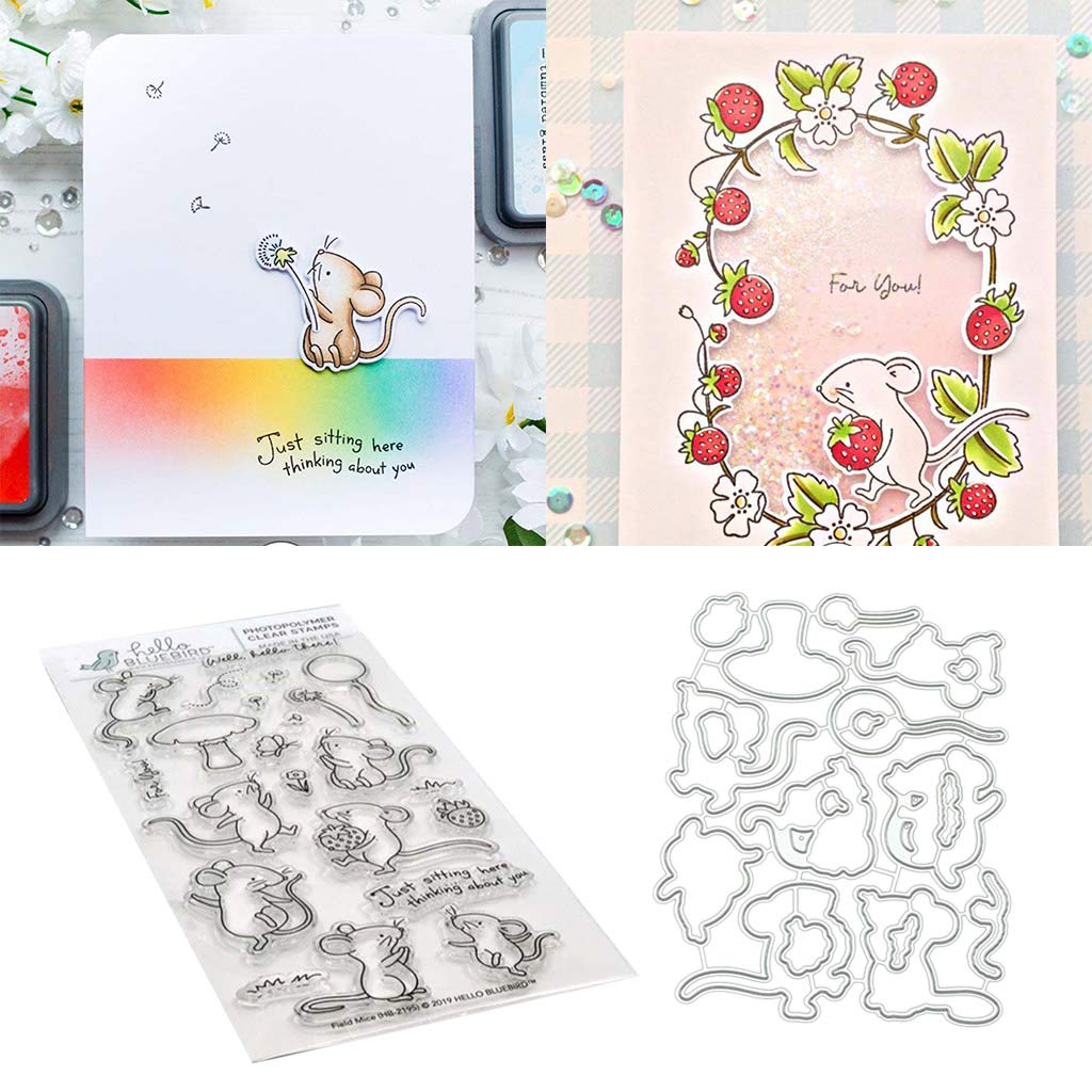 Set di fustelle e timbri con scritta Happy Birthday per realizzare biglietti, per esprimere i tuoi