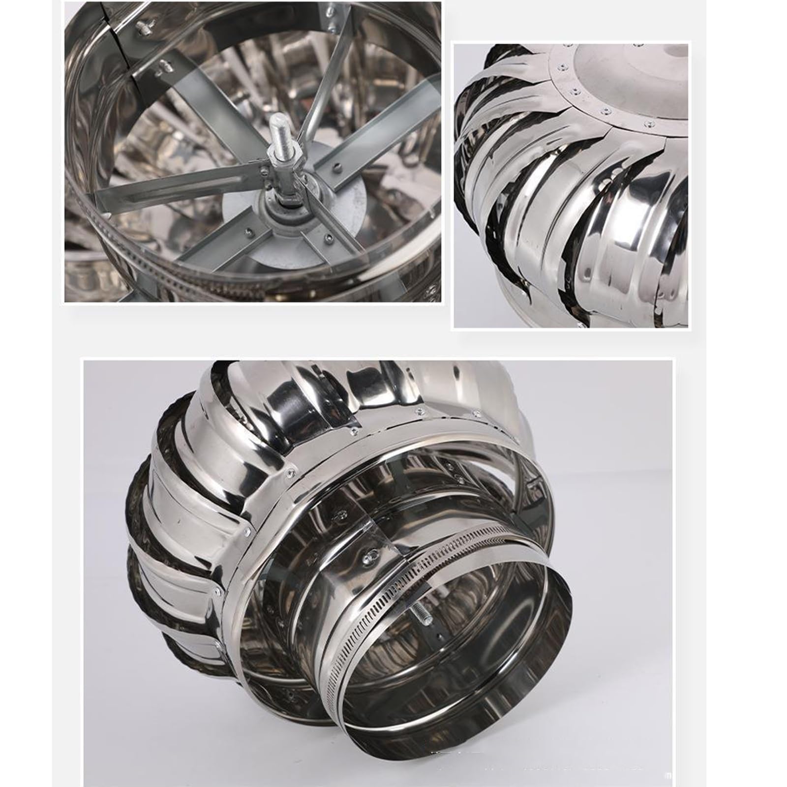 Wentylator dachowy ze stali nierdzewnej, 160 mm, bez zasilania, do gospodarstw hodowlanych i magazynów, trwałe rozwiązanie do wentylacji spalinowej, odporna na warunki atmosferyczne konstrukcja