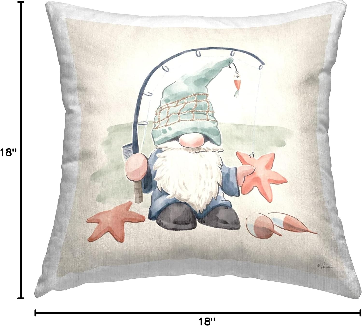 Stupell Industries Summer Beach Fishing Gnome Holding Starfish Design by Janelle Penner