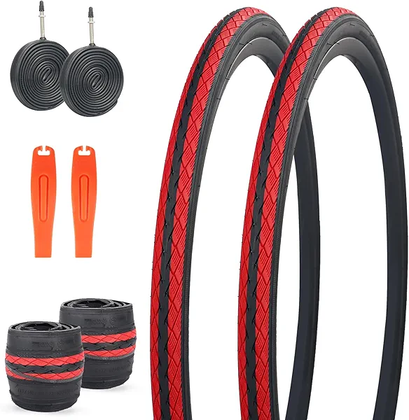 MAKELEN 2 Pack 700x35c Road Bike Tire Gravel Bike Tire City Bike Tire Brwon Side Wall/Black Compatible Replacement Bicycle Tire