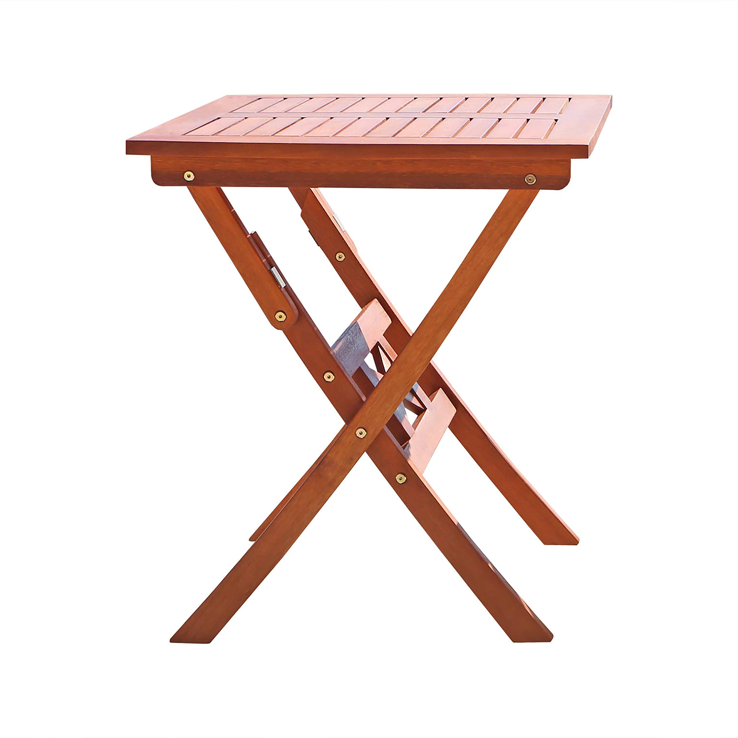 CanditreeWood Folding Bistro Table, Outdoor Wooden Folding Side Table Square End Table for Patio Balcony Poolside