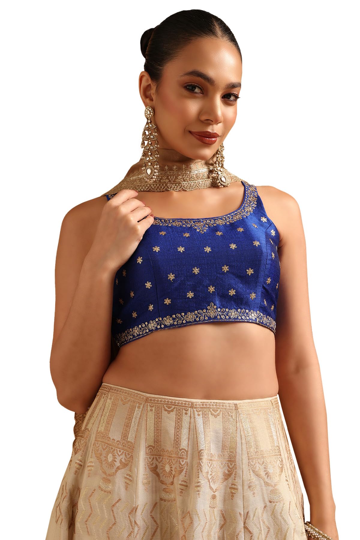 Womens Tussar Embellished Blouse with Sequins-image-6