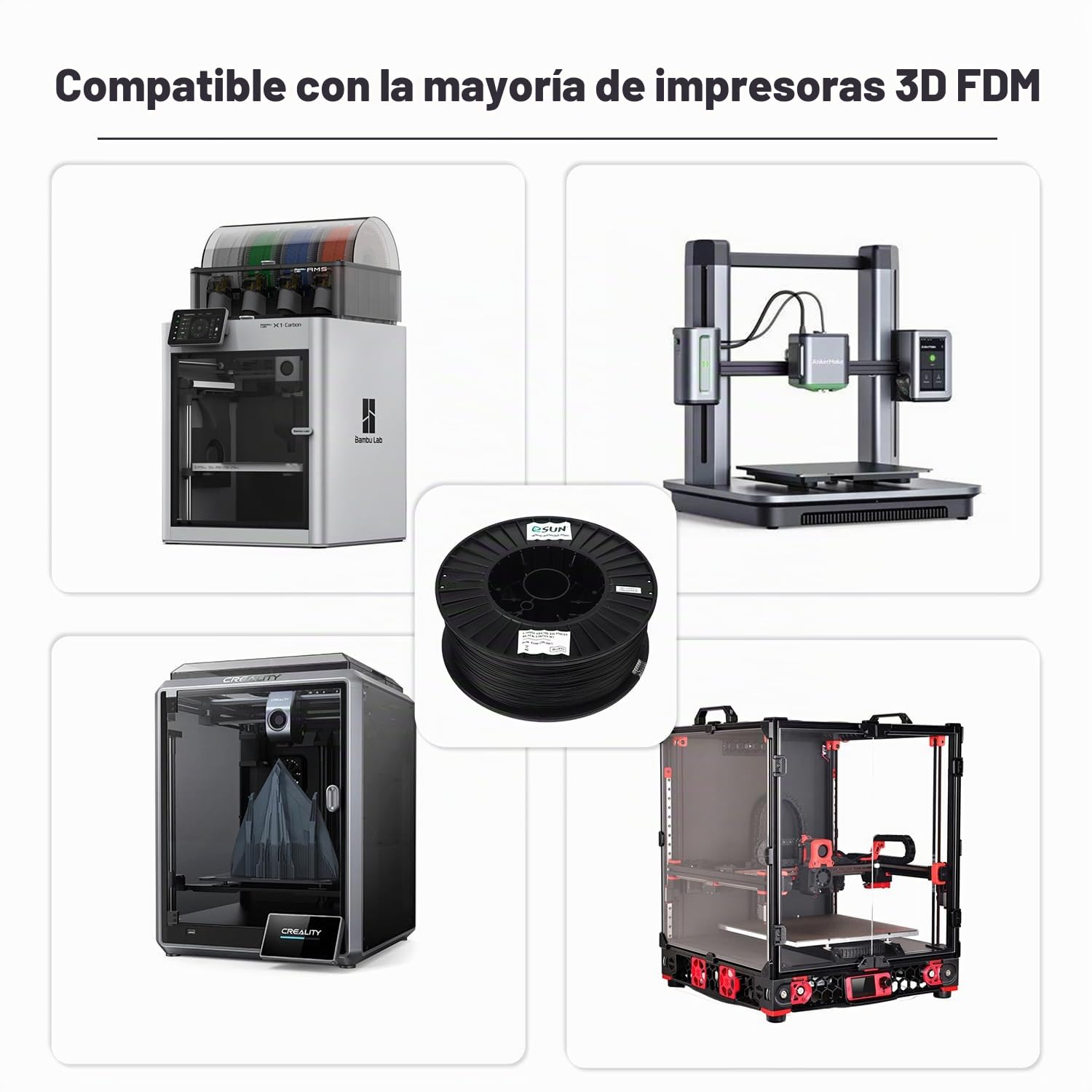 eSUN Filamento ABS+ 1.75mm, Impresora 3D Filamento ABS Plus, Precisión Dimensional +/- 0.05mm, 2.5KG Carrete (2.2 LBS) para Filamento de Impresión 3D, Negro