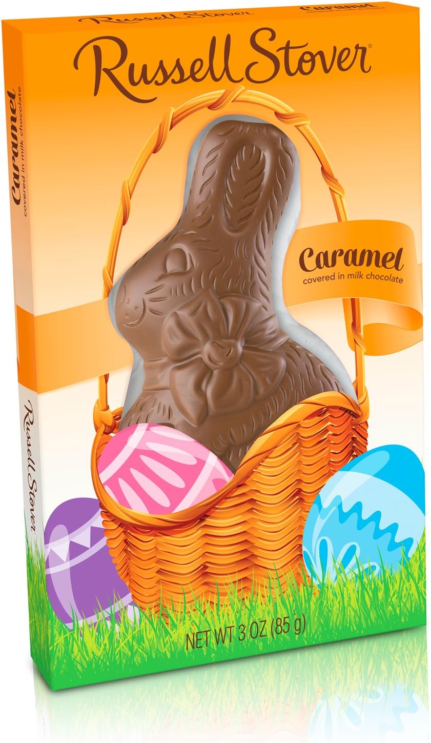 Russell Stover Milk Chocolate Caramel Solid Rabbit, 3 Ounce