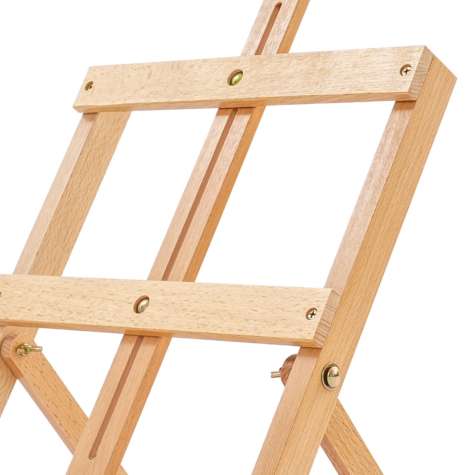 Caballete de mesa en forma de H para lienzos de hasta 4 K, madera de haya, soporte ajustable de 38 a 80 cm, 4 K