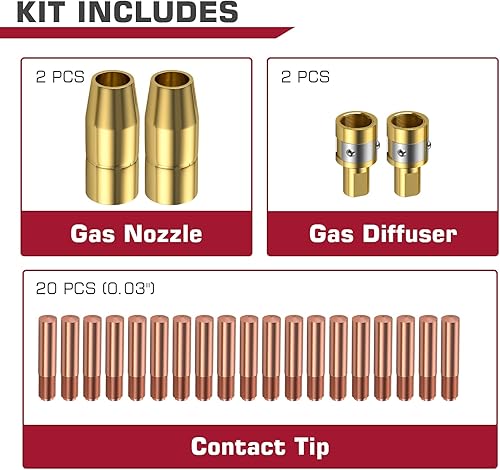 Miniatura 6 de ARCCAPTAIN para Miller Millermatic M-100150 pieza de soldador de 0.030 pulgadas, boquilla de punta de contacto, kit de accesorios para pistola de