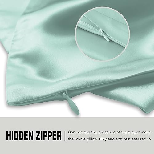 Miniatura 3 de Juego de 2 fundas de almohada de seda de morera natural en ambos lados para cabello y piel, suaves, transpirables y sedosas con cremallera oculta