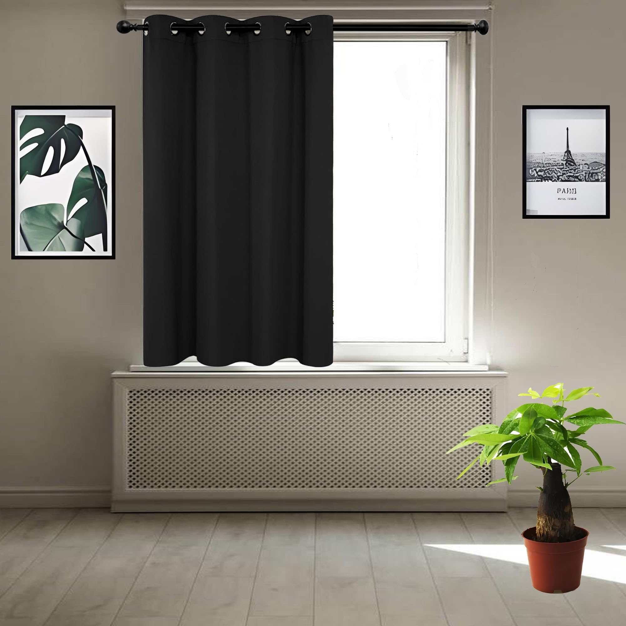 Rideaux occultants de salon 70x190 cm rideau noir opaque à oeillets en polyester résistant