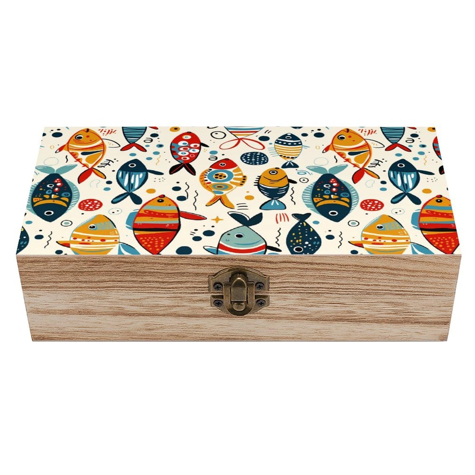 asbwuo Fish Vintage Wooden Keepsake Box