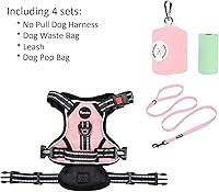 Vista 10 de Petmolico - Juego de arnés para perro sin tirones, 2 correas de sujeción con asa de fácil control, chaleco reflectante para razas pequeñas, arnés